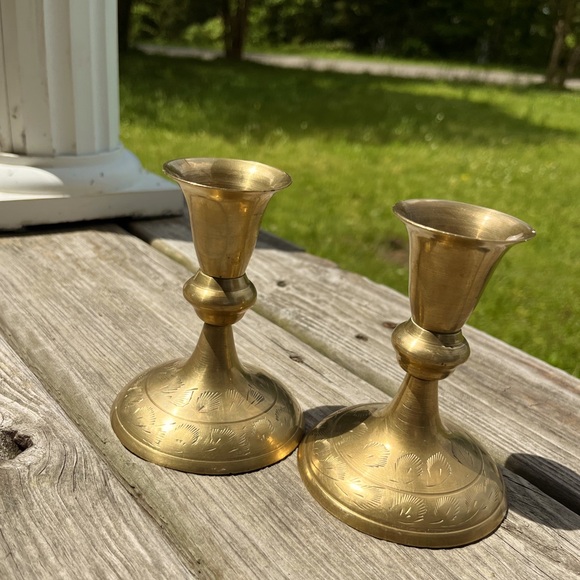 Other - Pair of Elegant Brass Candle Holders